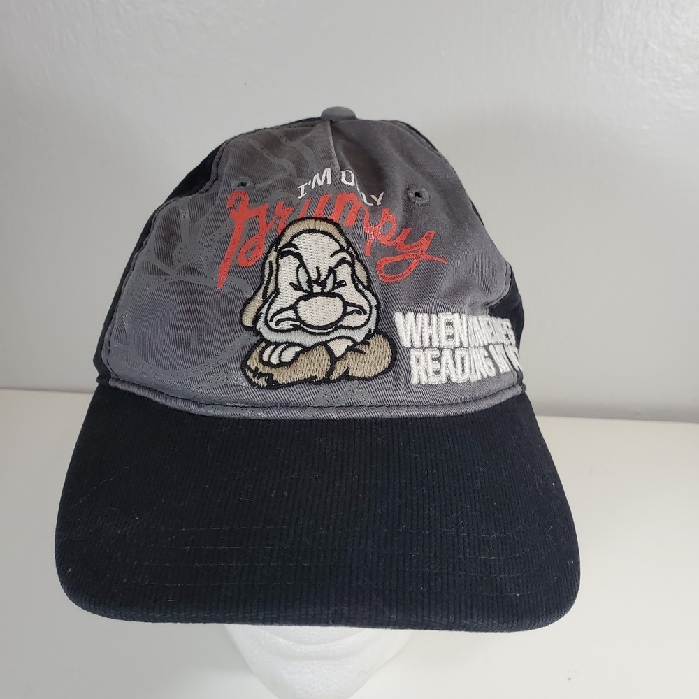 Disney Parks Black Strapback Cap I'm Only GRUMPY When Someone's Reading My Hat
